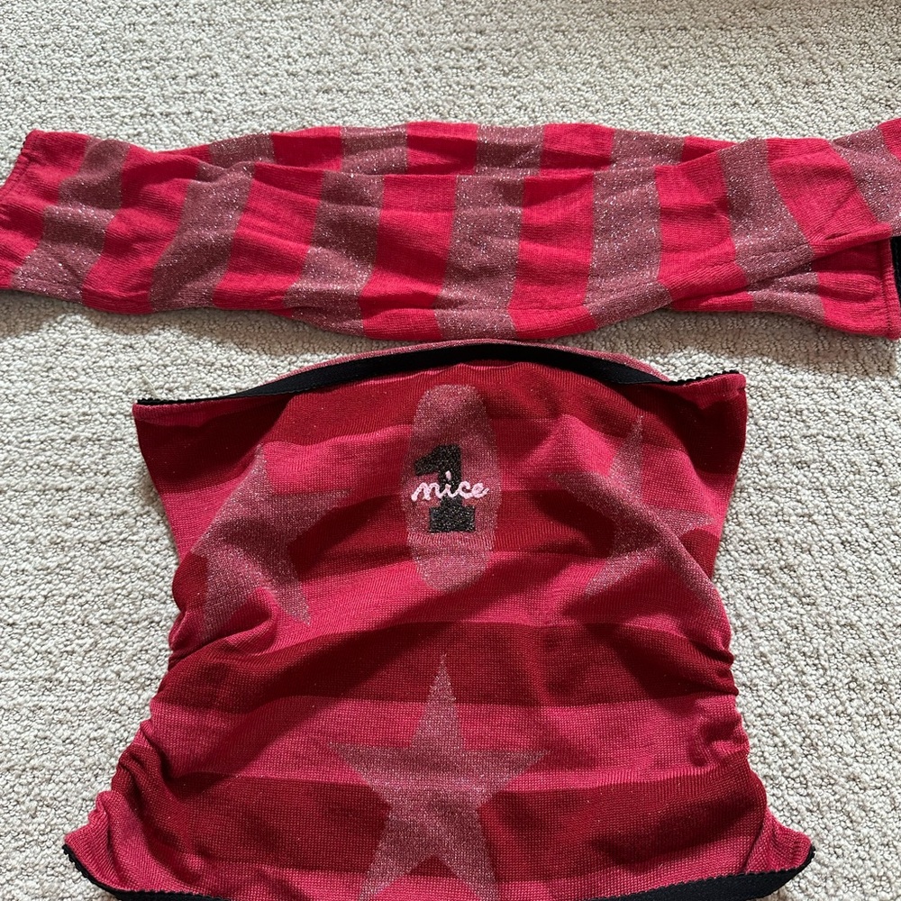 Cormio Red Striped Tube Top with Star & 'nice' Detail